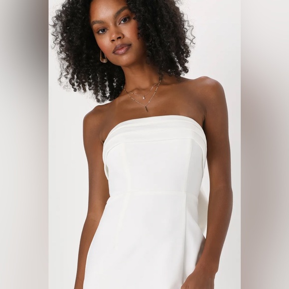 Fabulous Phenomenon White Strapless Bow Midi Dress - Picture 3 of 4